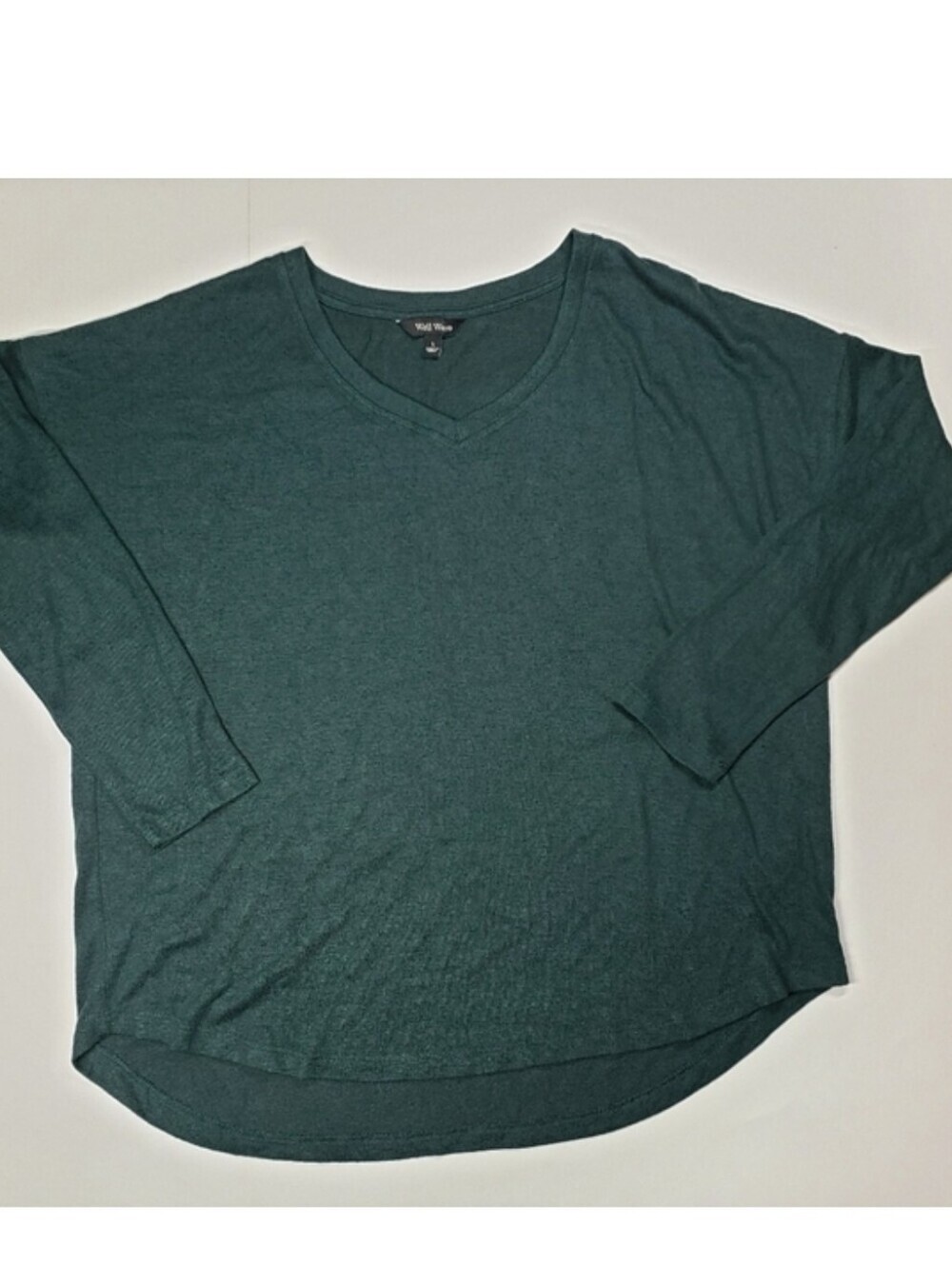 Well Worn Women Long Sleeve V Neck Knit Sweater Top Green Size Large